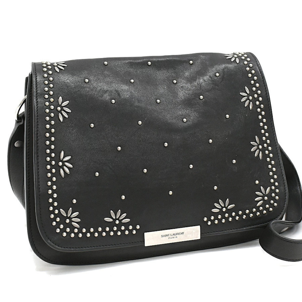 Saint Laurent Paris Crossbody Bag Studded Leather Black